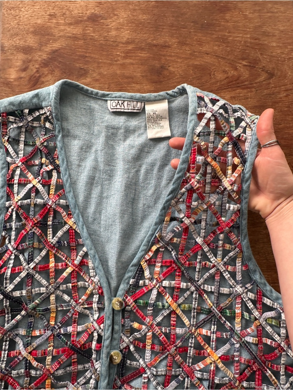 Funky vintage vest in jeans and quilt size L